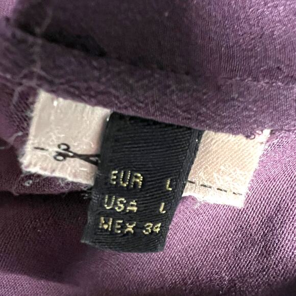 Massimo Dutti Blouse Long Sleeve Round Neck Embroidered Burgundy Women's L - Picture 4 of 11